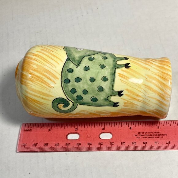 Vintage Pig Pigs Salt & Pepper Shaker Ceramic Country Cottage Core Yellow Green - Picture 9 of 12